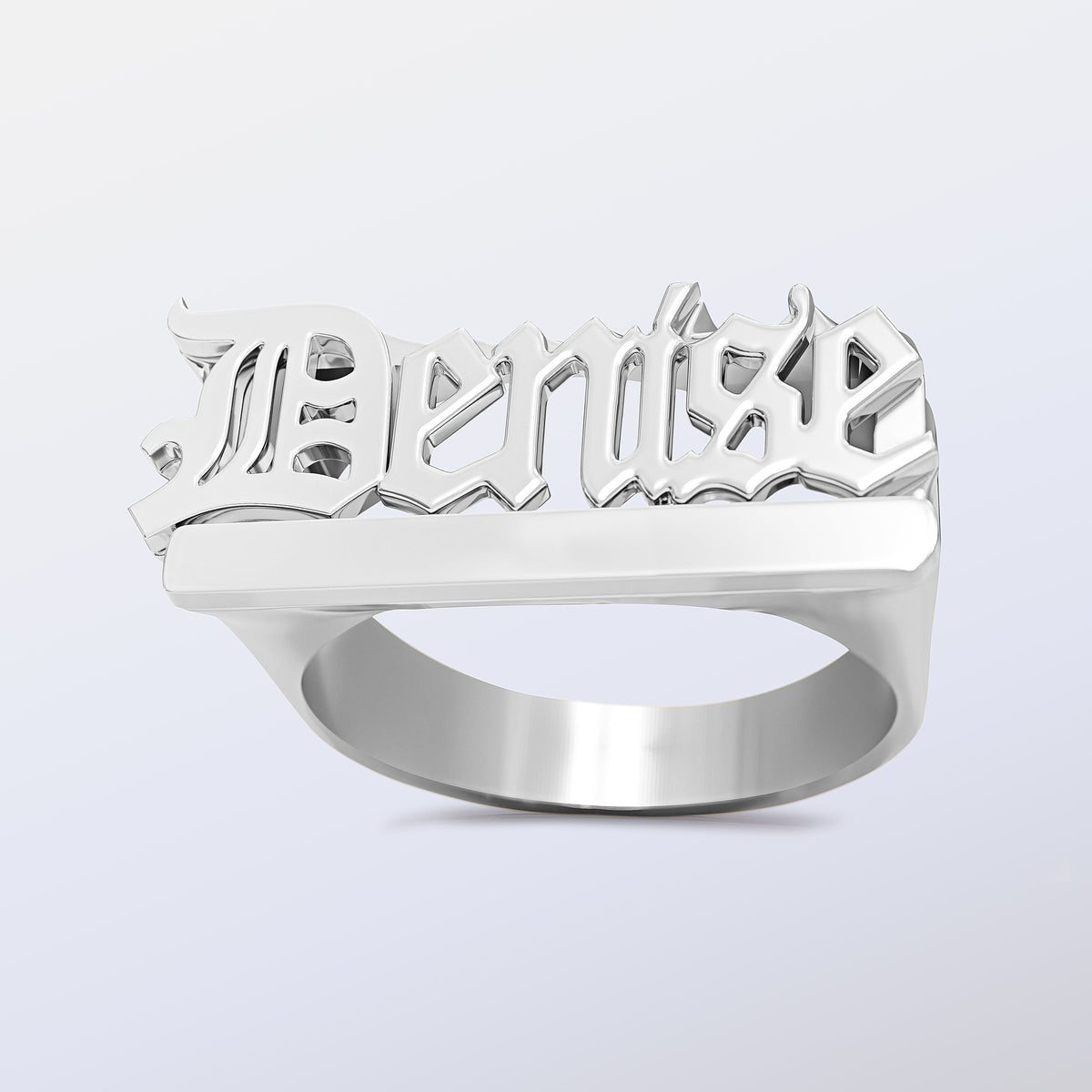 Custom Name Ring with Old English Lettering &quot;Denise&quot;