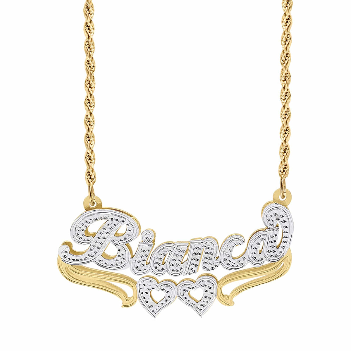 Double Plated Nameplate Necklace &quot;Bianca&quot;