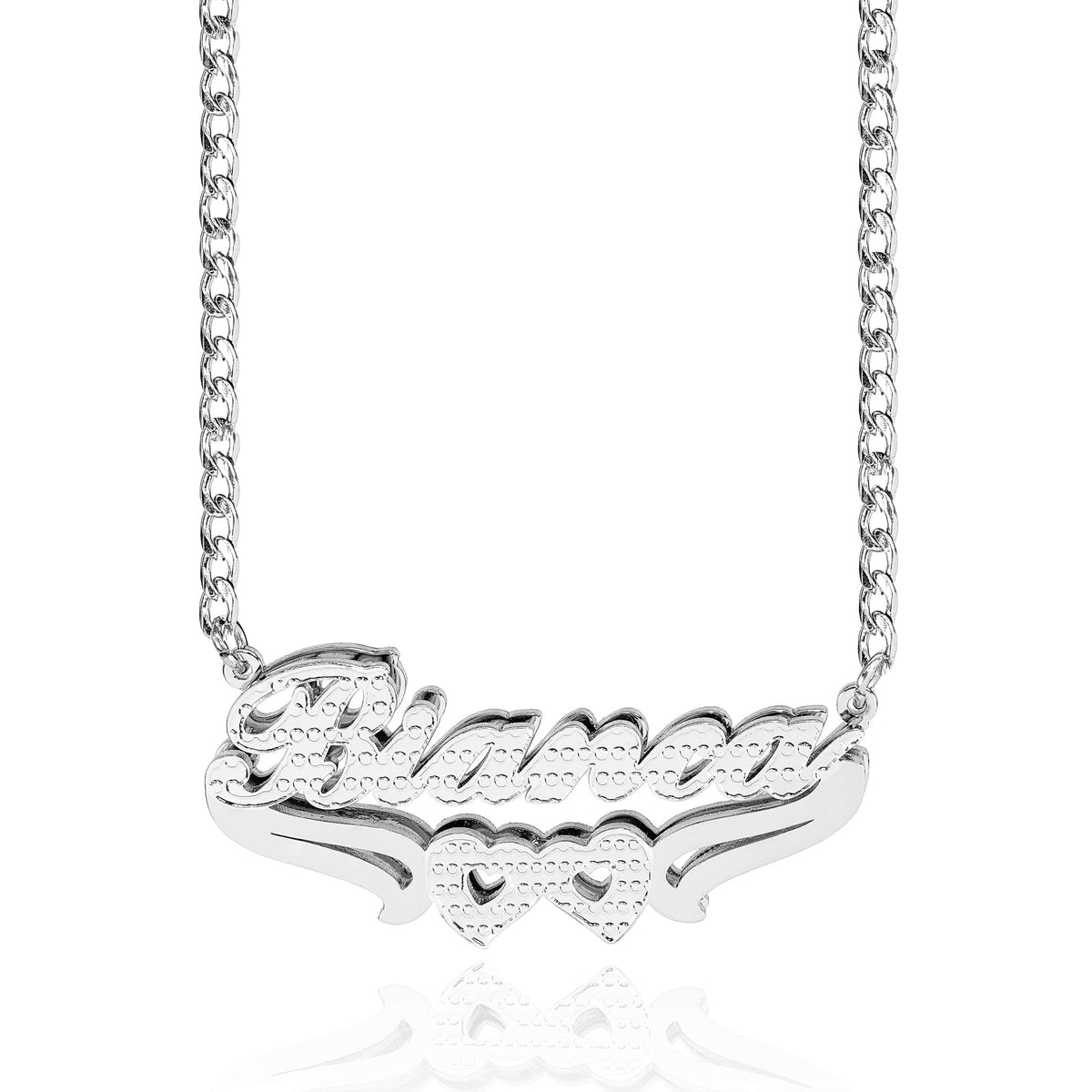 Personalized Double Plated Hearts Name Necklace