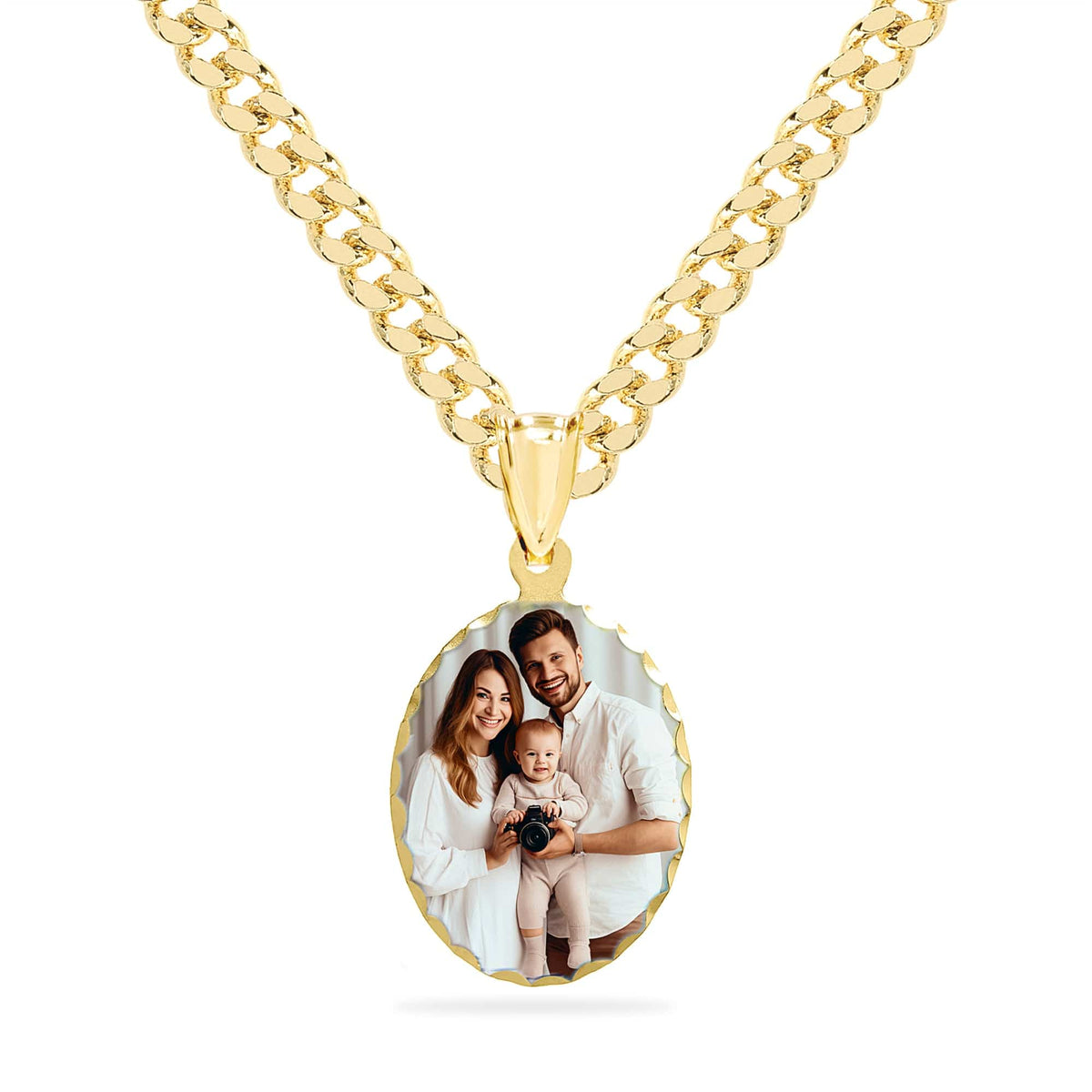 Medium Oval Portrait Pendant with Diamond Cut Edges