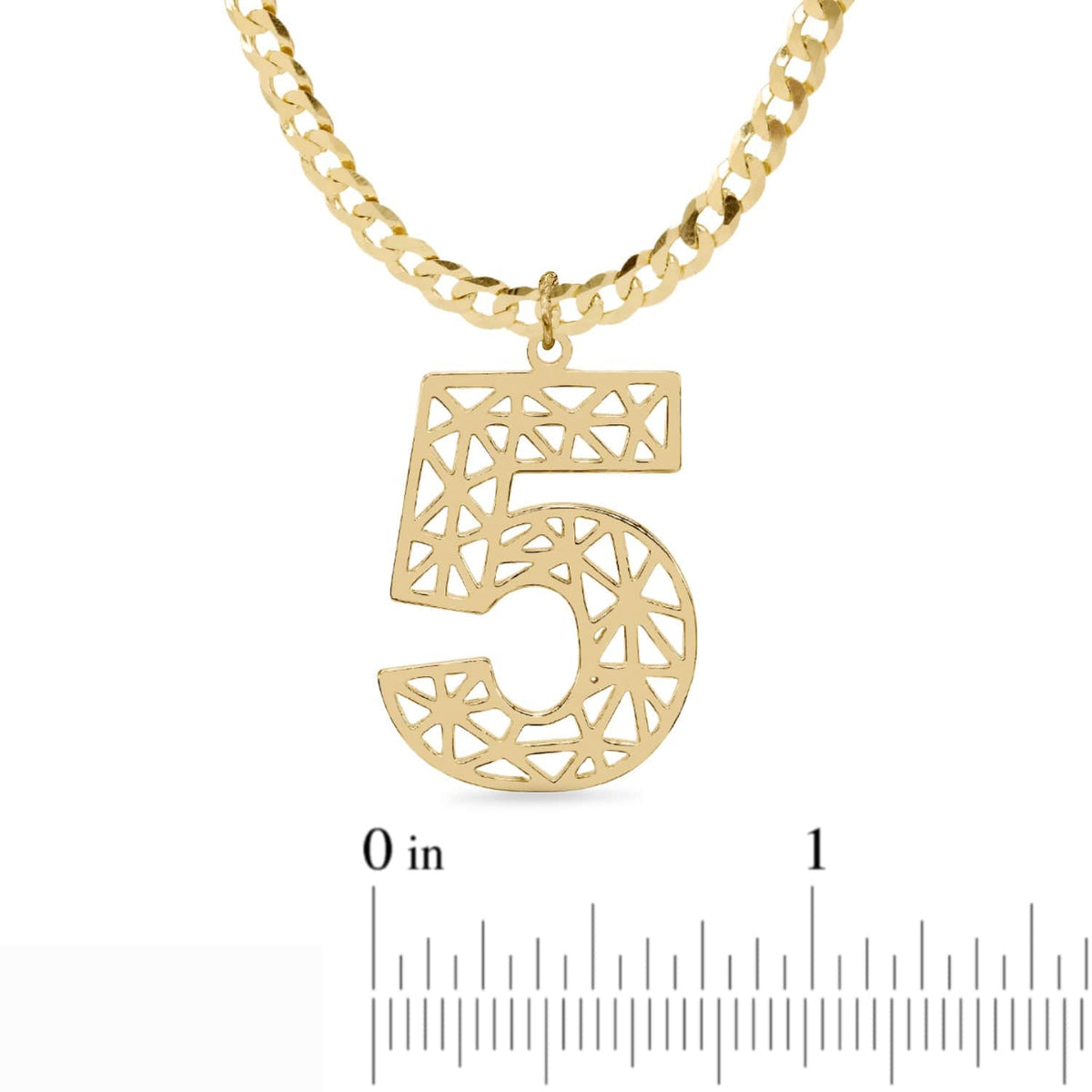 Cutout Block Number Necklace