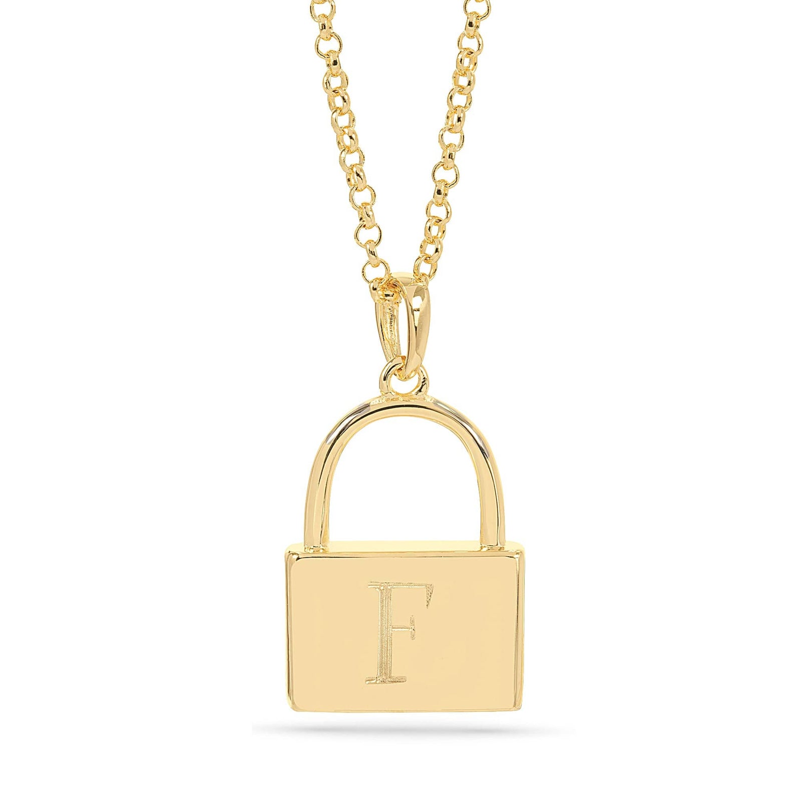 Hanging Lock Pendant With Engraved Initial