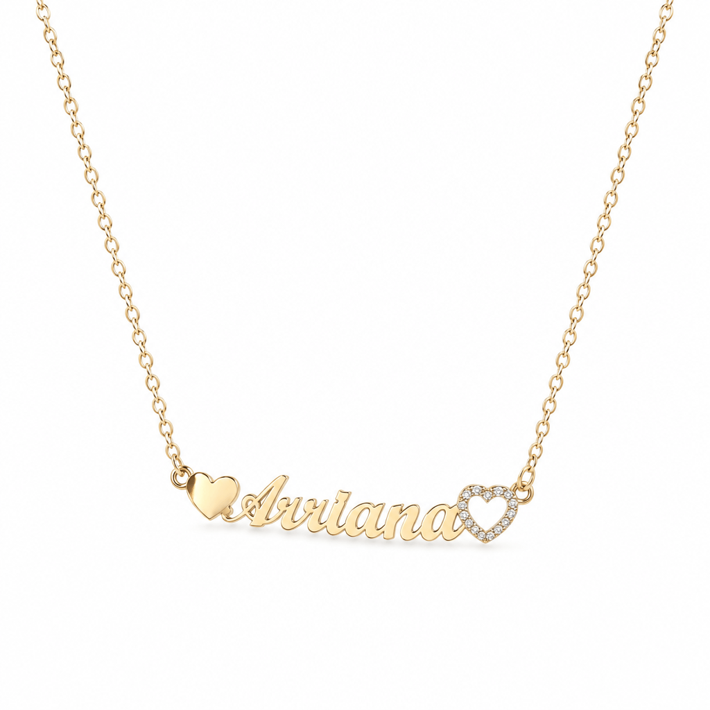 Single Name Necklace With Hearts