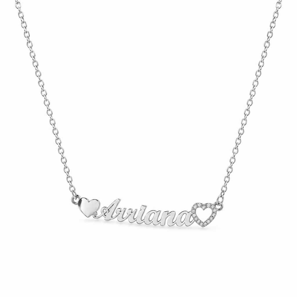 Single Name Necklace With Hearts
