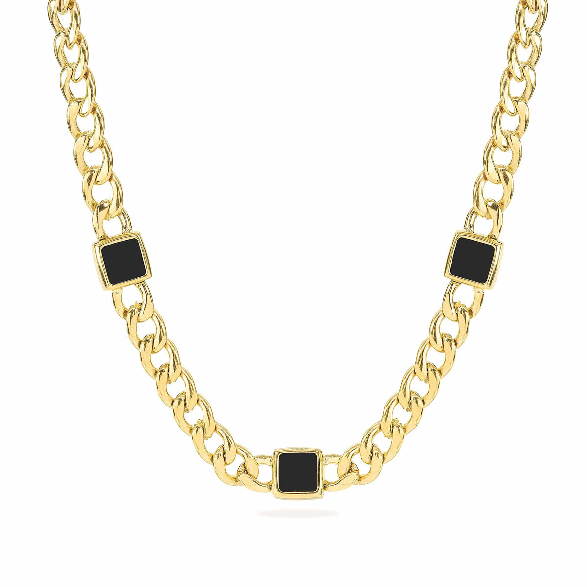 Stainless Steel Onyx Square Necklace Chain