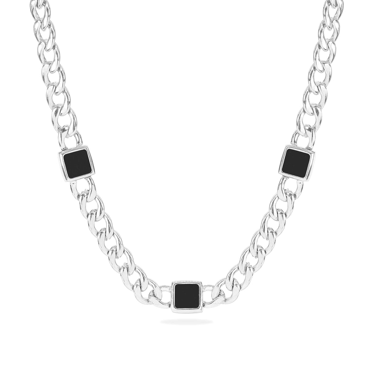 Stainless Steel Onyx Square Necklace Chain