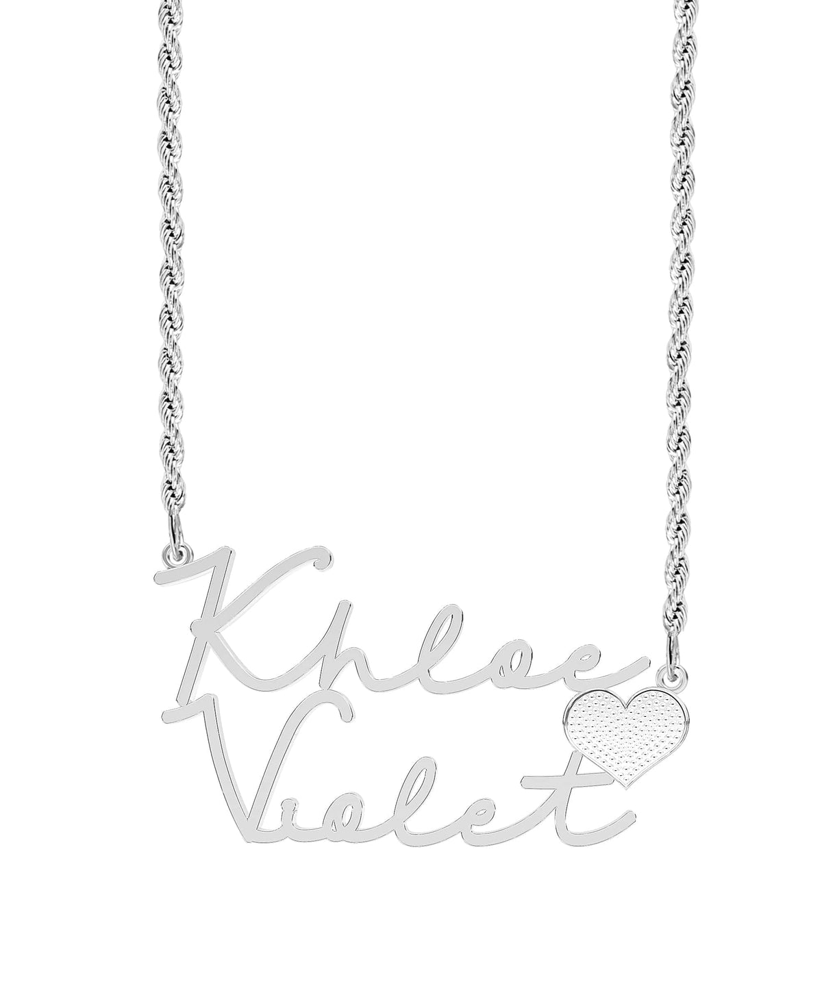 Khloe &amp; Violet Heart Name Necklace