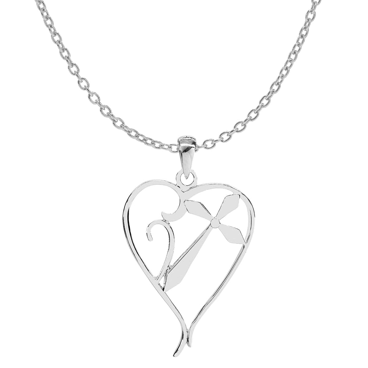 Heart Pendant Necklace with Cross