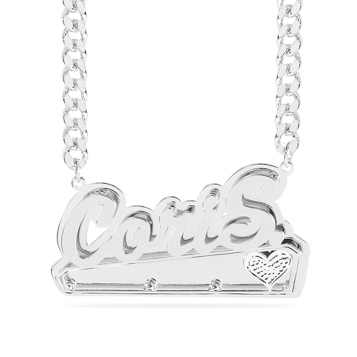 Double Plated Name Necklace with Beading Heart &quot;Coris&quot;