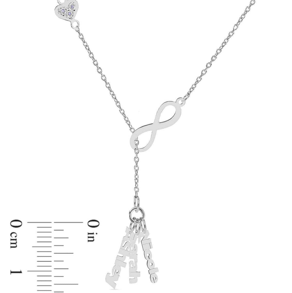 Three-Name Mini Name Necklace with Infinity and Heart