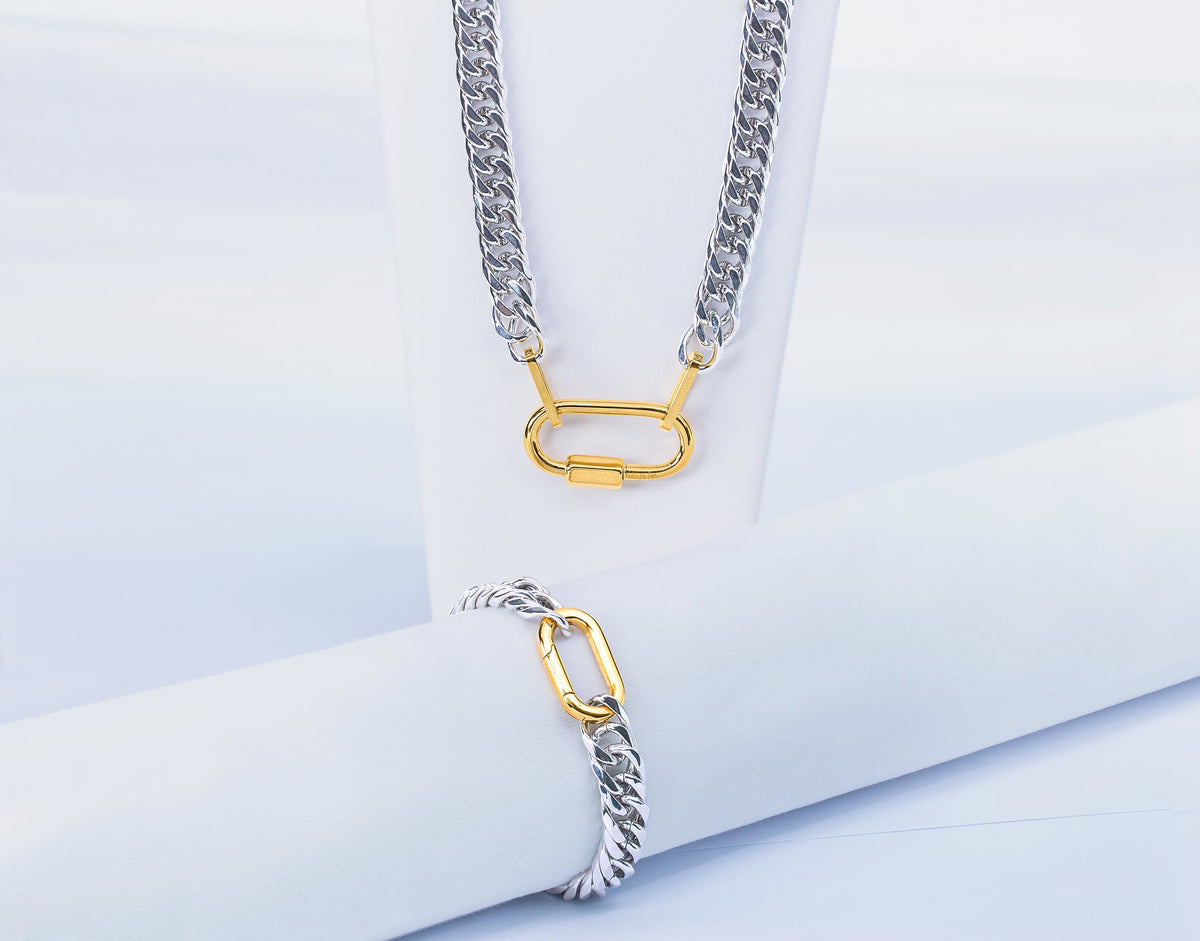 Elegant Stainless Steel Necklace and Bracelet Set