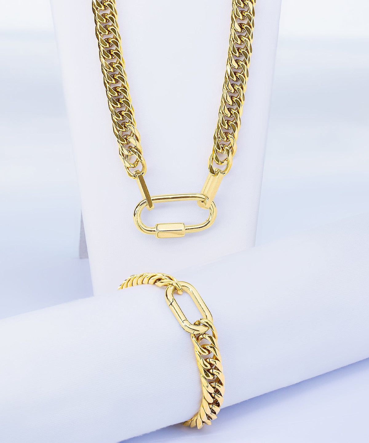 Elegant Stainless Steel Necklace and Bracelet Set