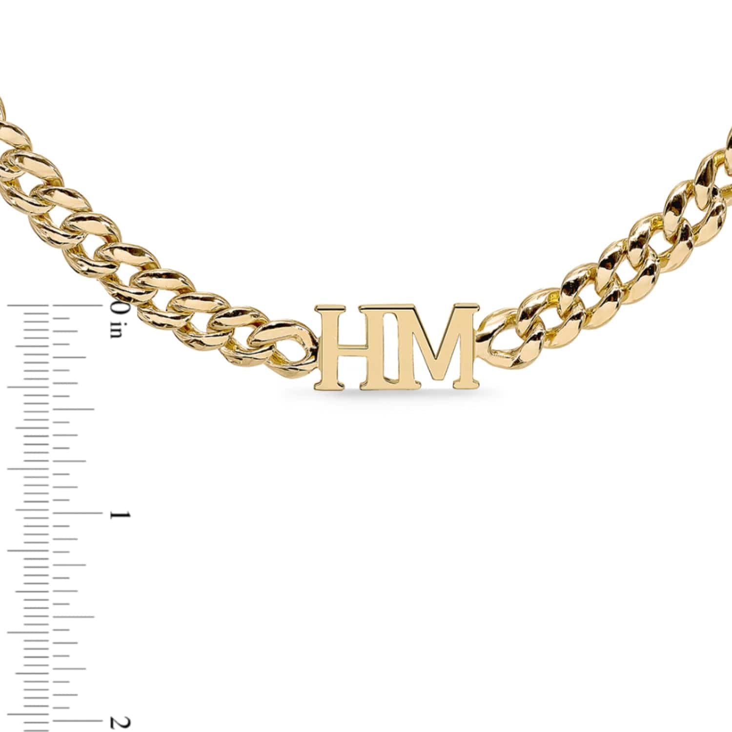 Gold tone stainless steel / Cuban chain / 10mm 10mm Stainless Steel Cuban Chain 2-Initial Necklace in Gold tone stainless steel