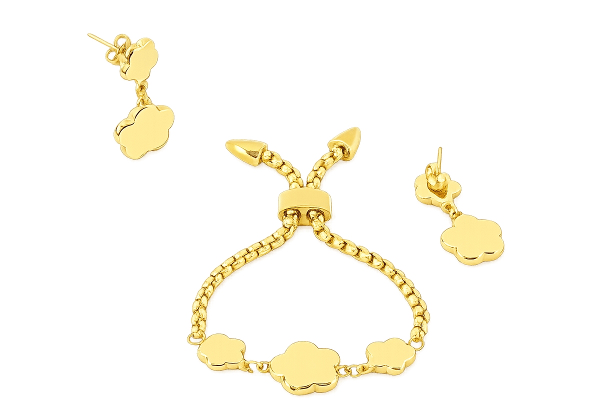 Set of Earrings and Adjustable Bracelet