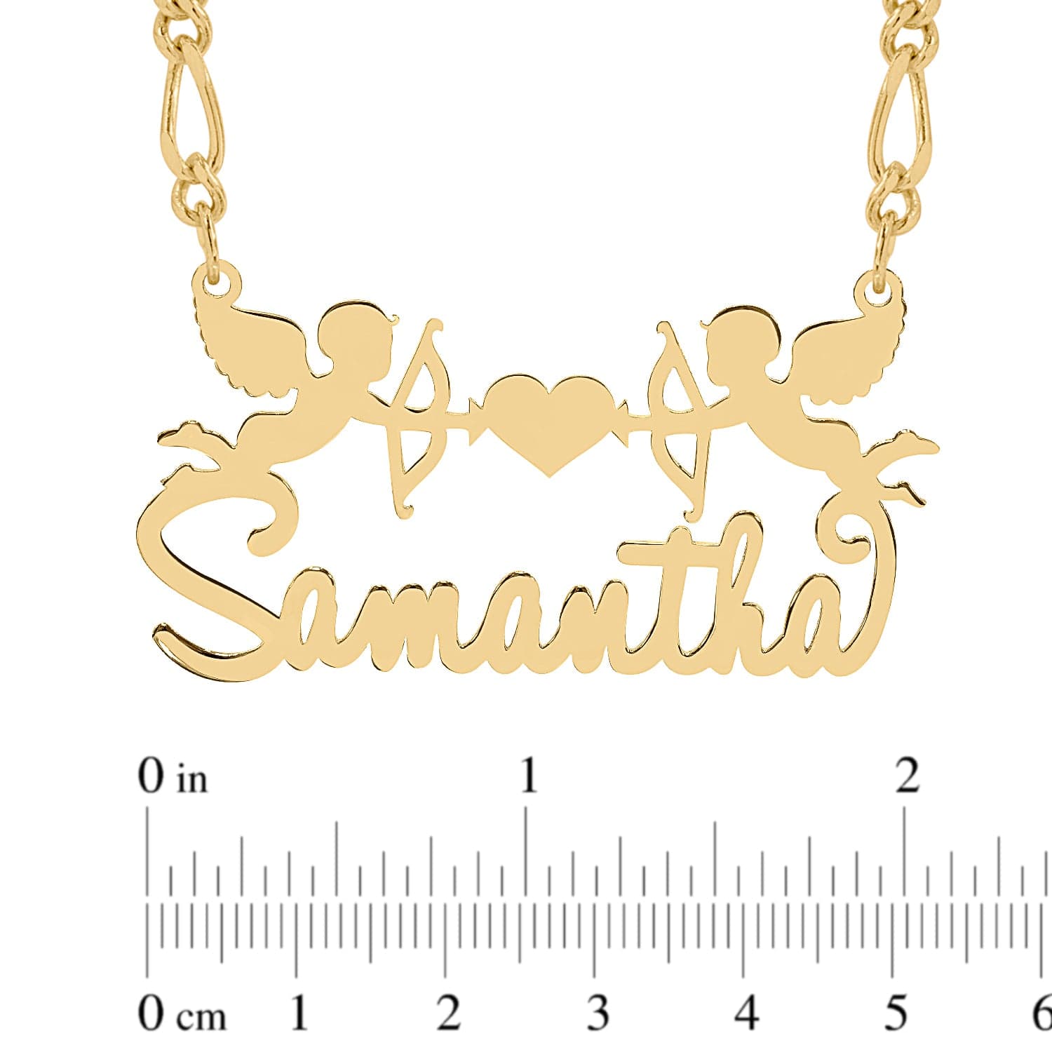 14k Gold over Sterling Silver / Link Chain Copy of Personalized Cupid Name Necklace