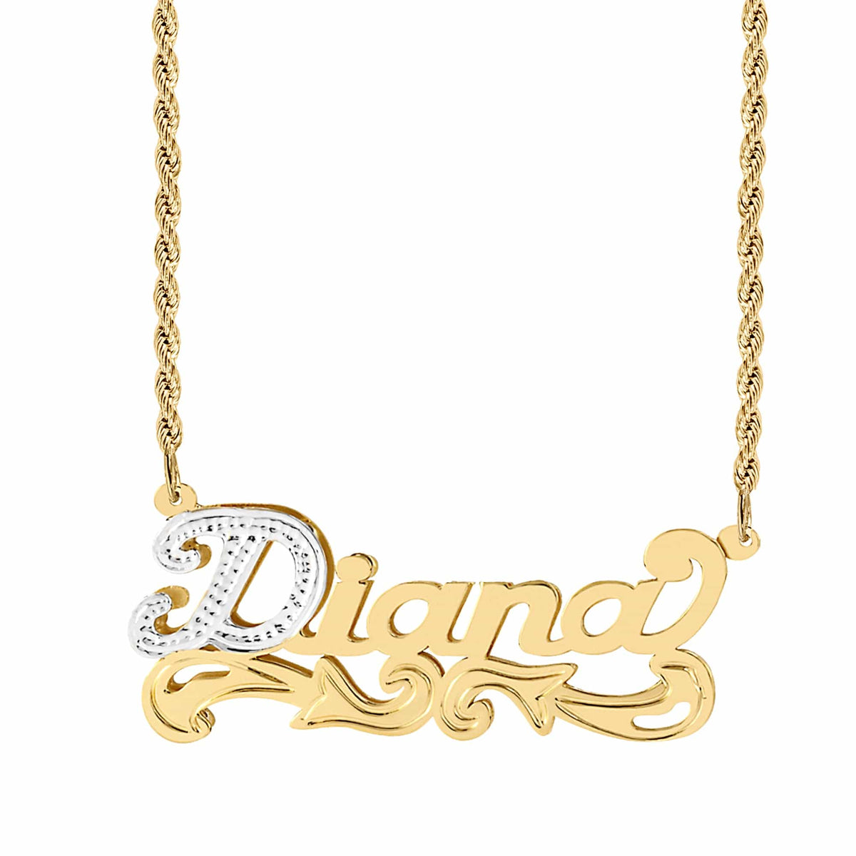 Double Plated Nameplate Necklace &quot;Diana&quot;