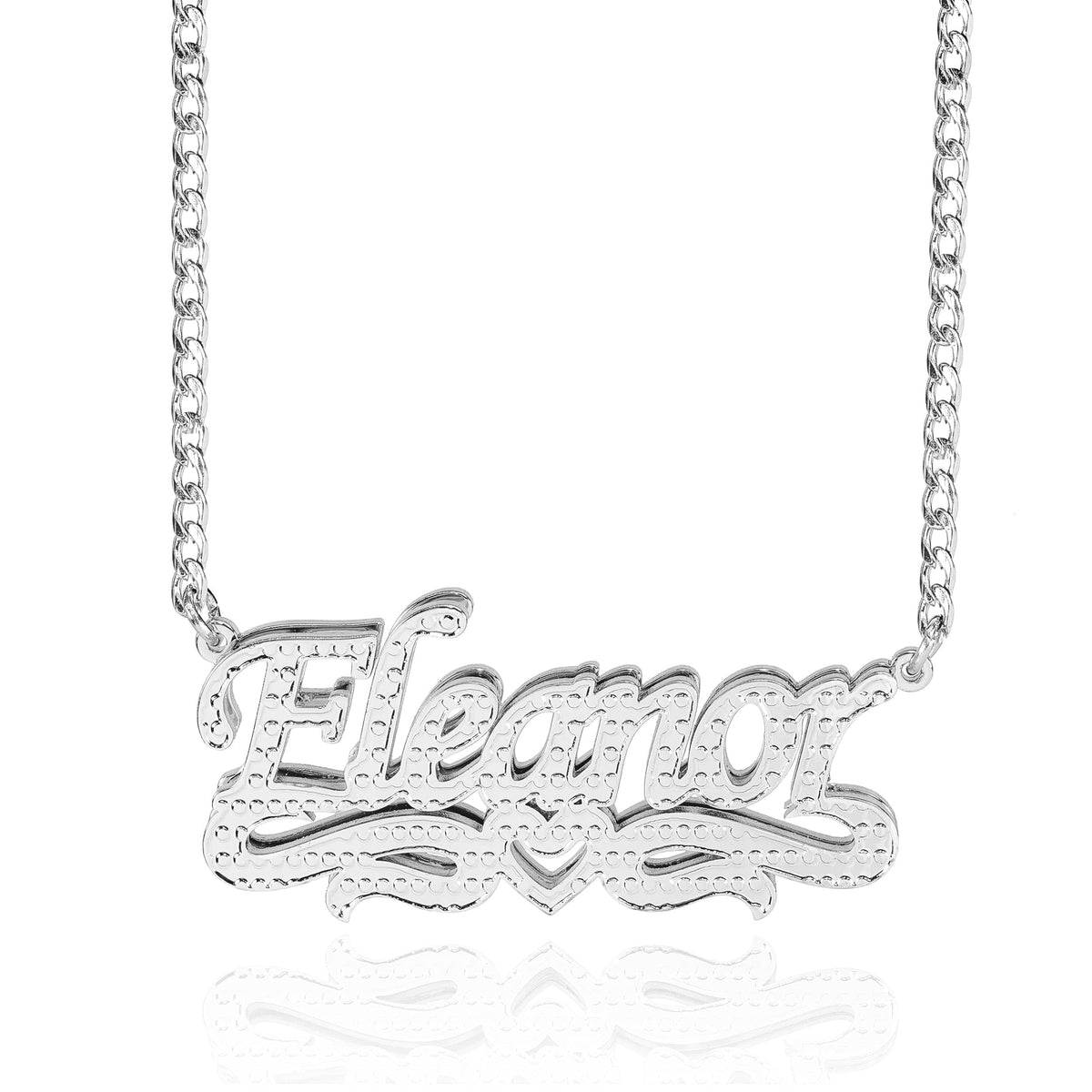 Double Name Necklace with Beading and Heart and Tail