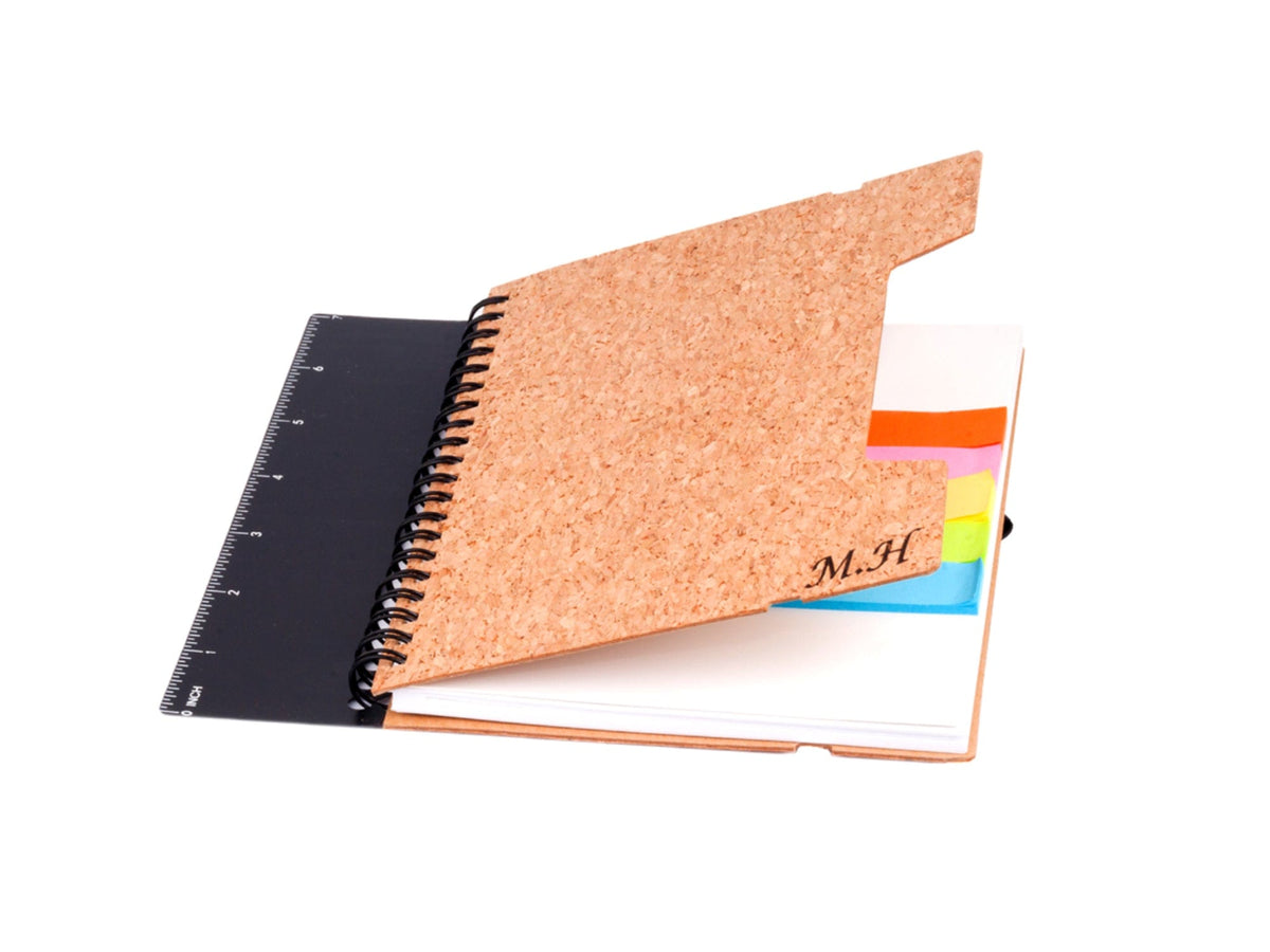 10 Personalized Eco Friendly Cork Notebook with Ruler