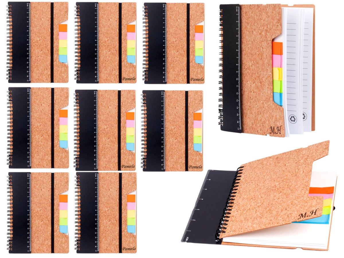 10 Personalized Eco Friendly Cork Notebook with Ruler