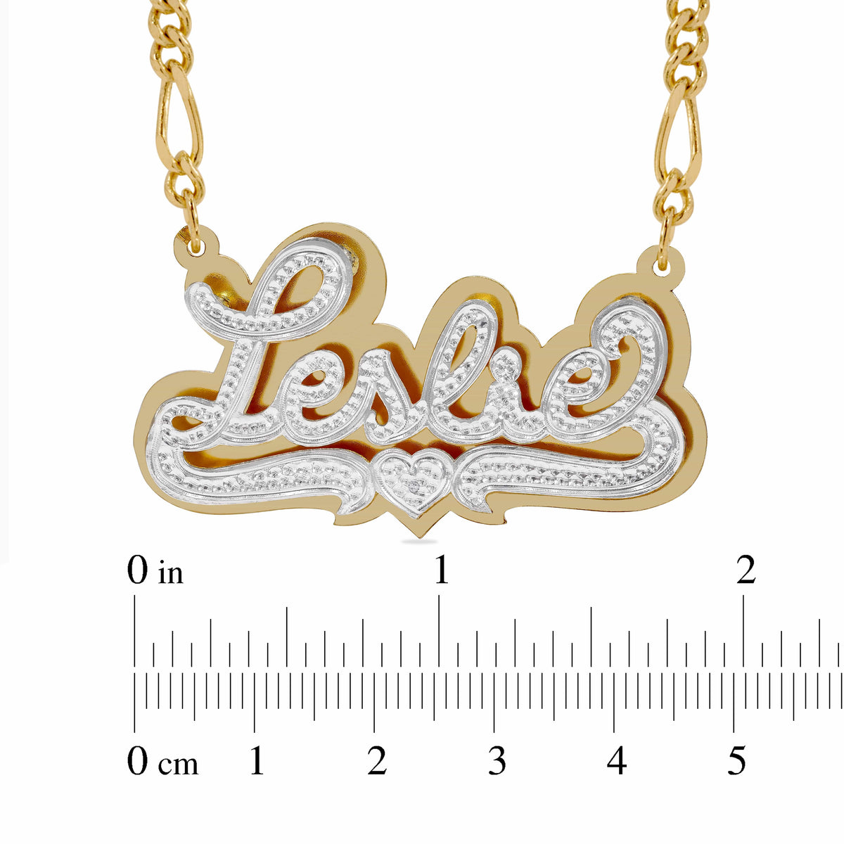 Double-plated Script Name Necklace with Beading/Rhodium. With Diamond Accent.