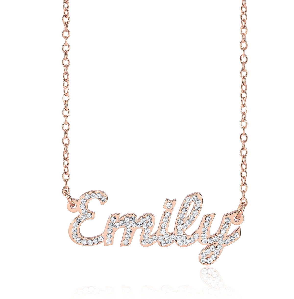 Fully iced out name necklace Rose gold