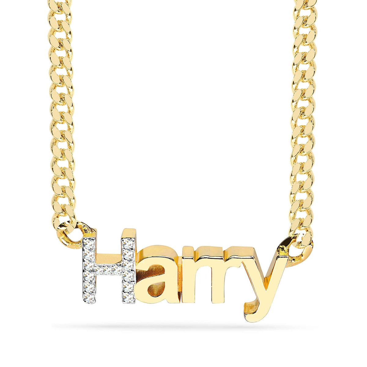 Personalized CZ Initial 3D Name Necklace &quot;Harry&quot;
