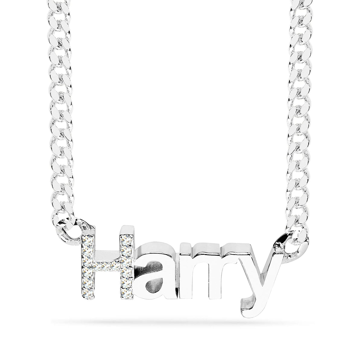 Personalized CZ Initial 3D Name Necklace &quot;Harry&quot;