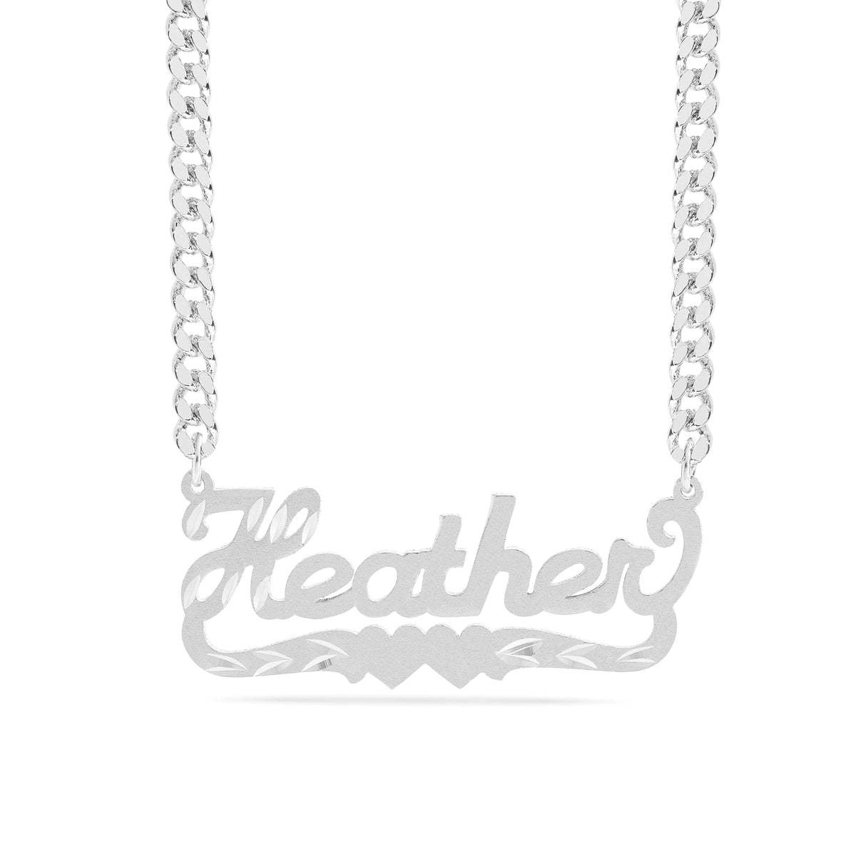 Personalized Name necklace with  Diamond Cut and Satin Finish &quot;Heather&quot;