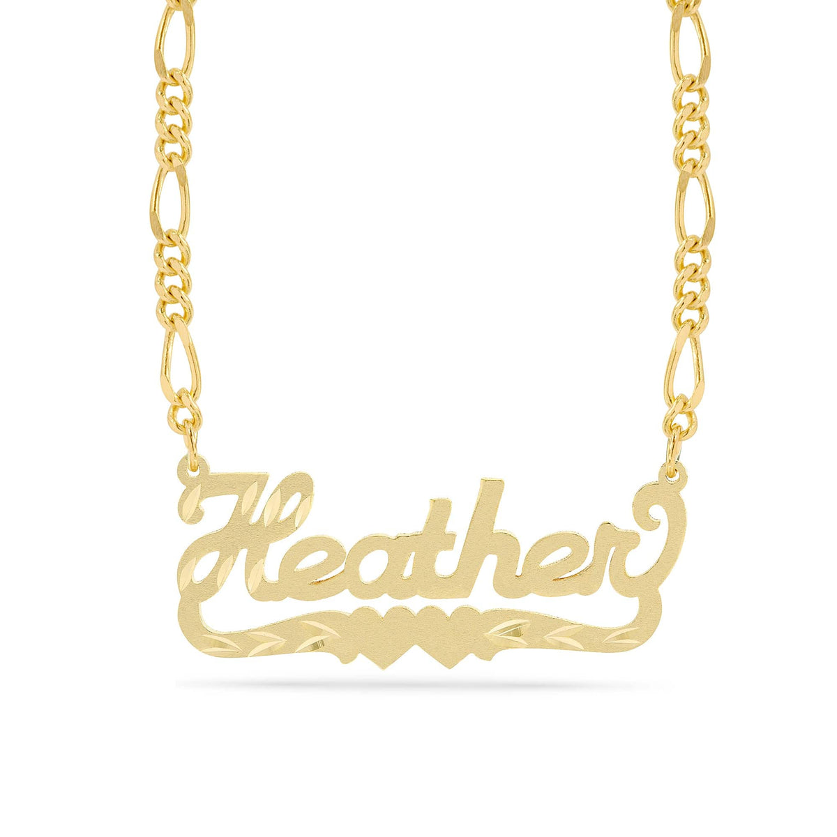 Personalized Name necklace with  Diamond Cut and Satin Finish &quot;Heather&quot;
