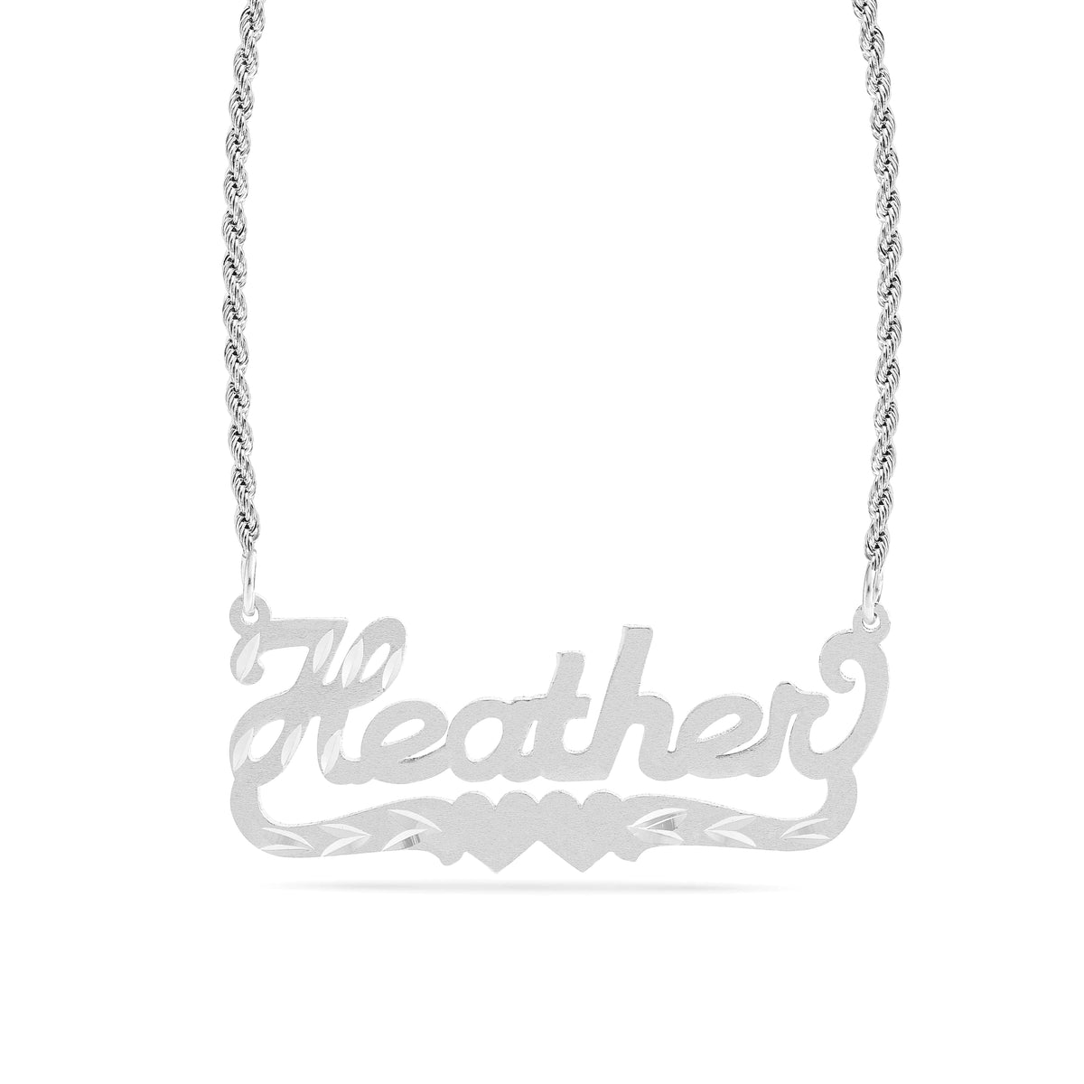 Personalized Name necklace with  Diamond Cut and Satin Finish &quot;Heather&quot;