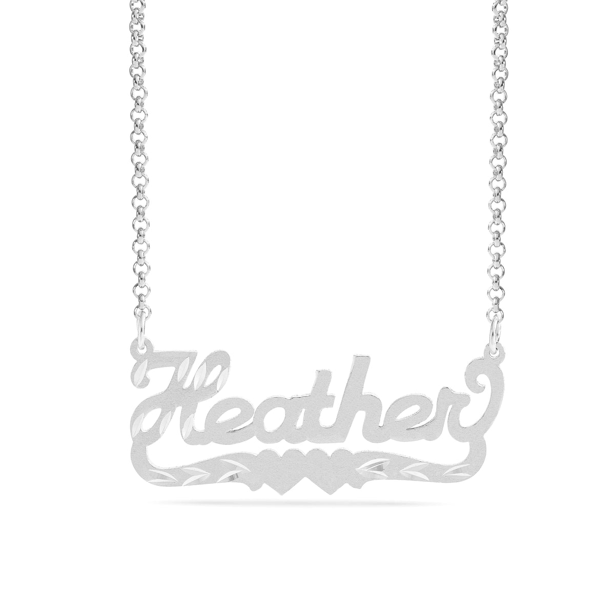 Personalized Name necklace with  Diamond Cut and Satin Finish &quot;Heather&quot;