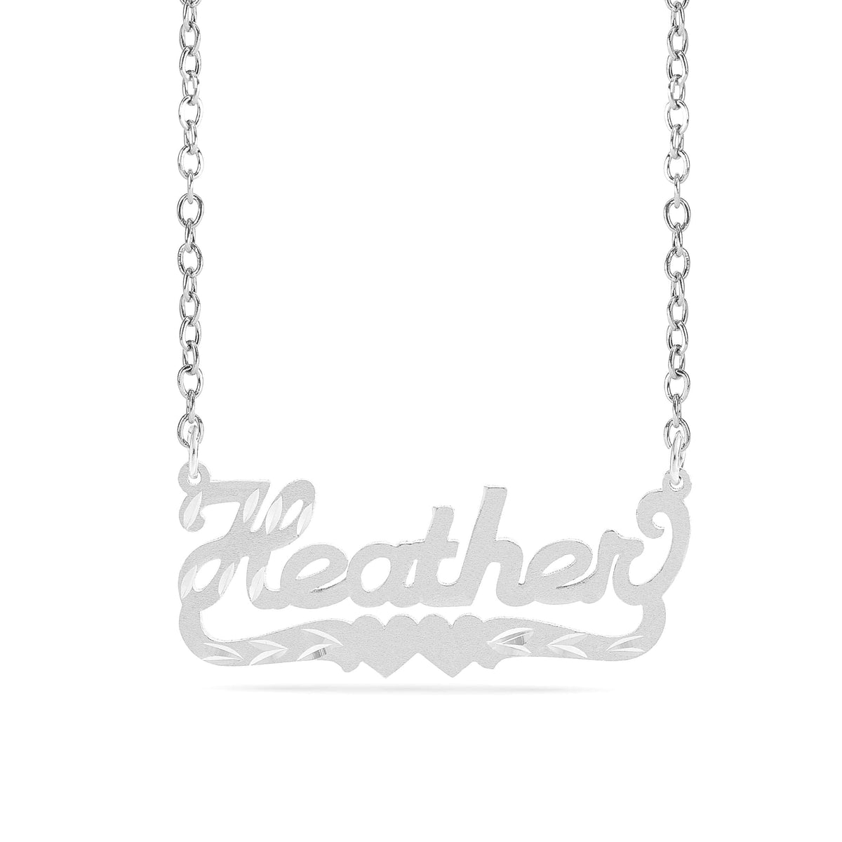Personalized Name necklace with  Diamond Cut and Satin Finish "Heather"
