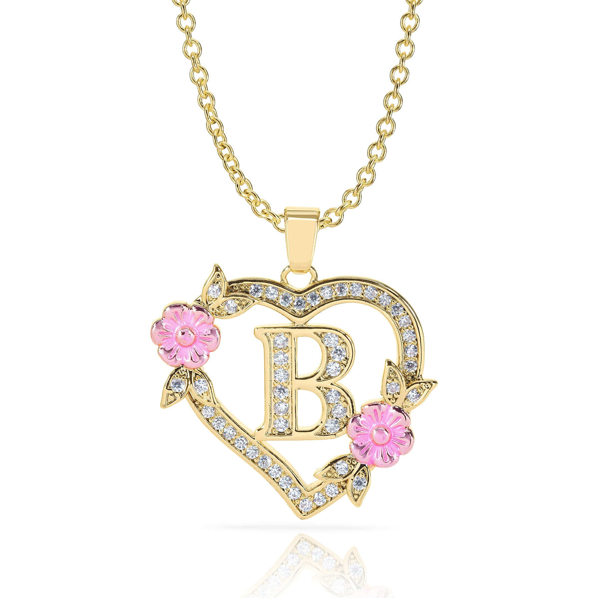 Personalized Blossom Heart Initial Pendant