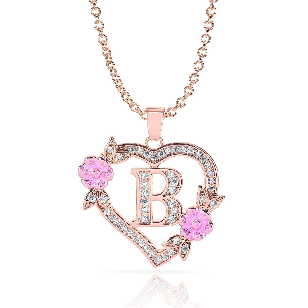 Personalized Blossom Heart Initial Pendant
