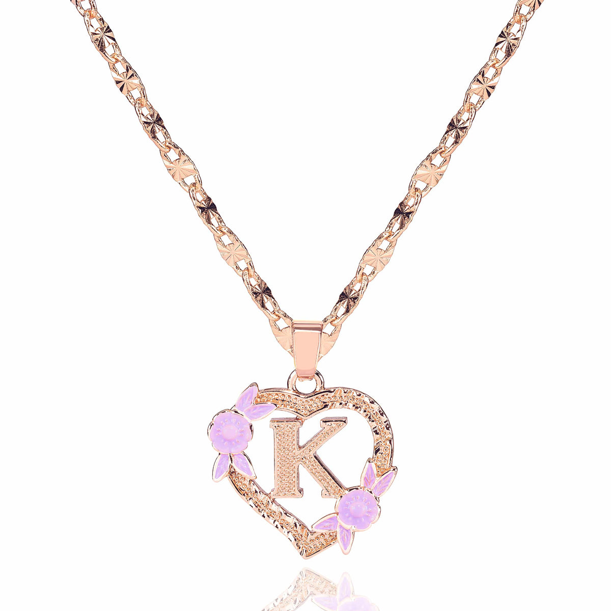 Personalized Blossom Heart Initial Pendant
