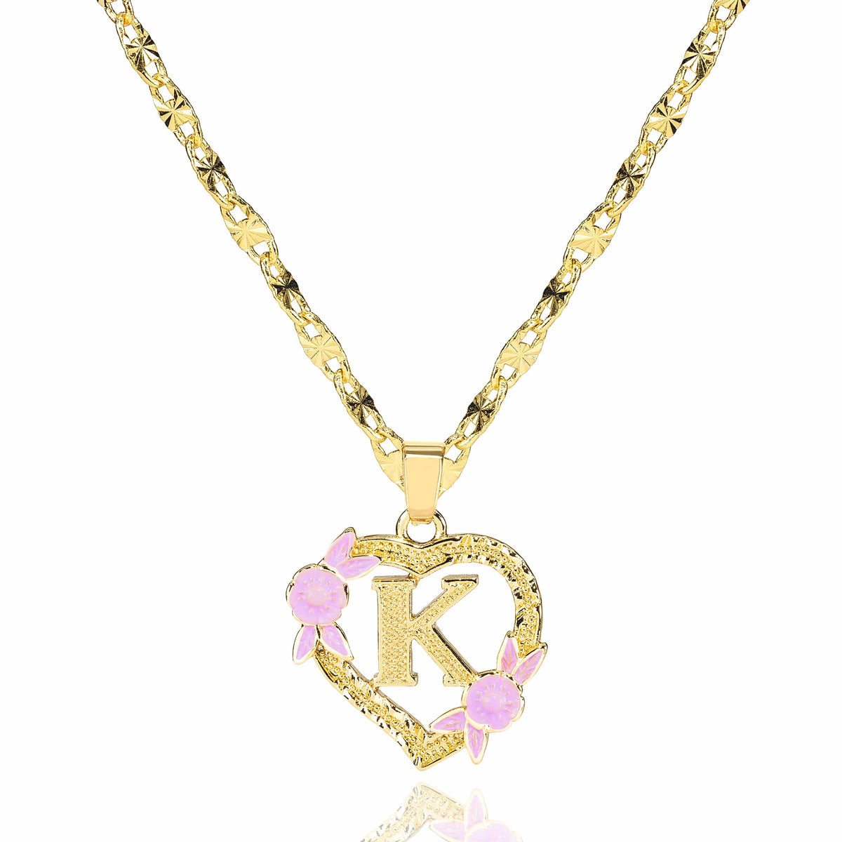 Personalized Blossom Heart Initial Pendant
