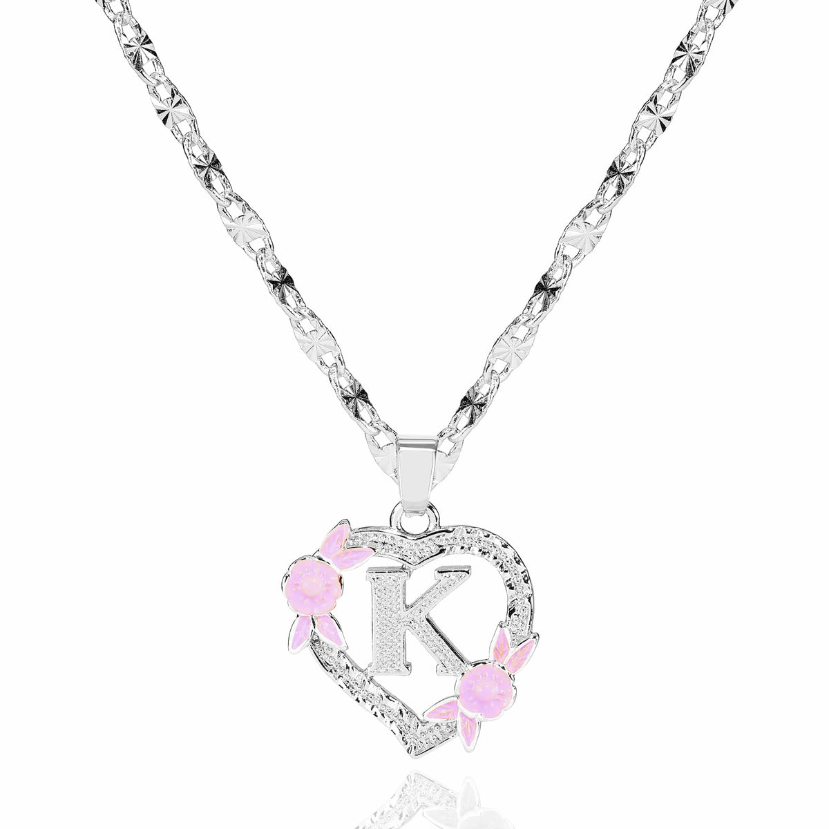 Personalized Blossom Heart Initial Pendant