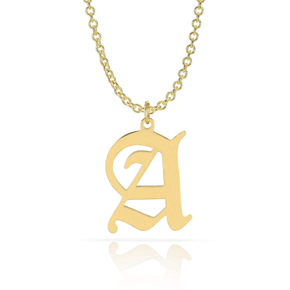 Personalized Gothic Initial Single Nameplate Necklace
