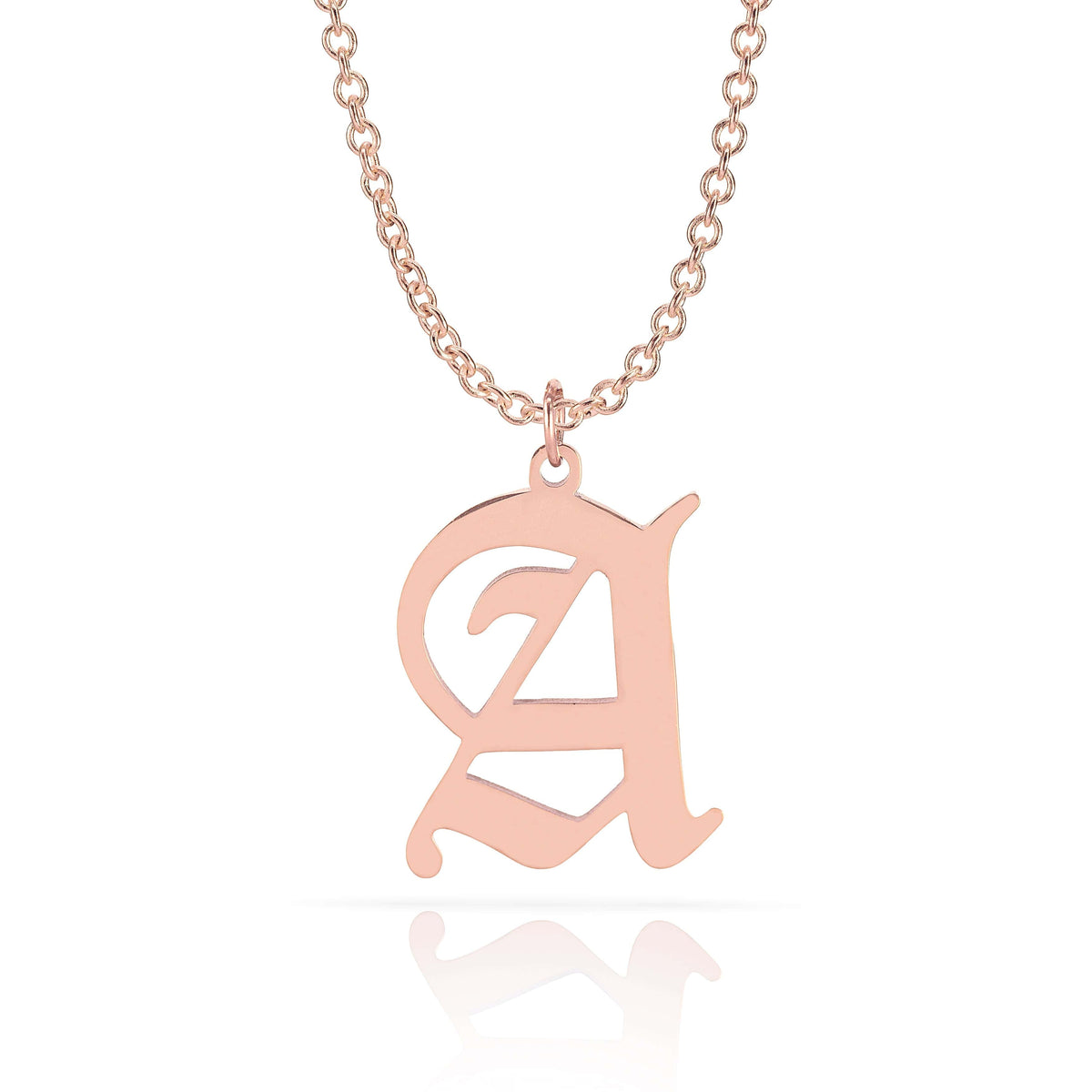 Personalized Gothic Initial Single Nameplate Necklace