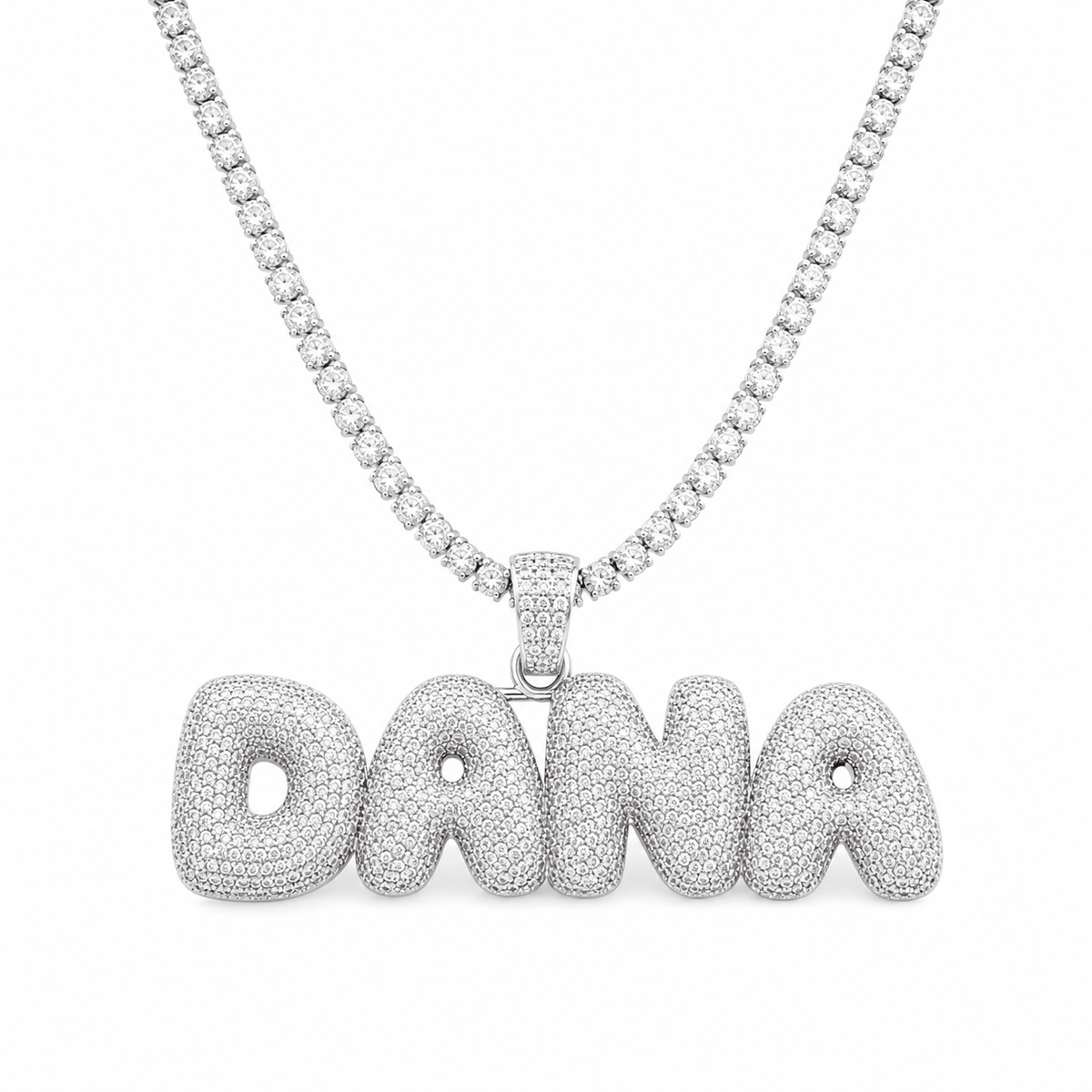 Iced Out Bubble Name Necklace