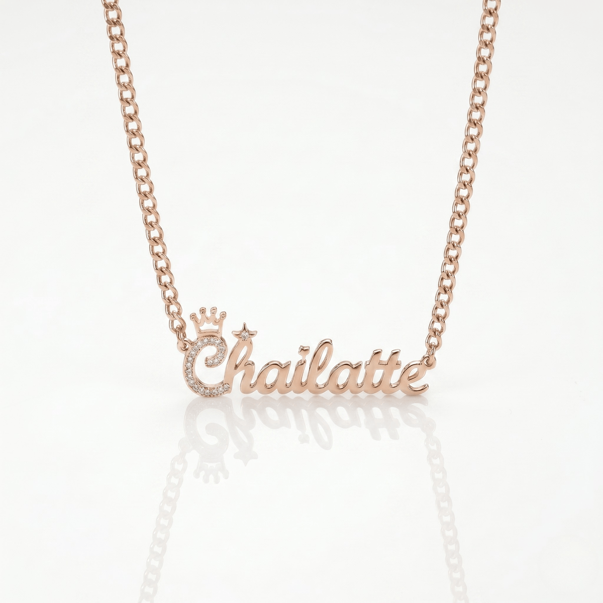 Personalized Iced Out First Initial Crown Single Name Necklace