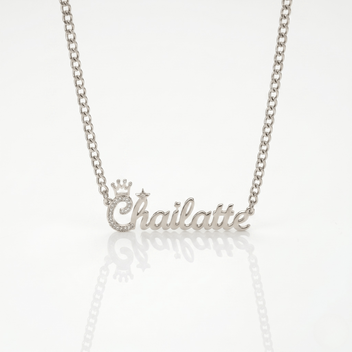 Personalized Iced Out First Initial Crown Single Name Necklace