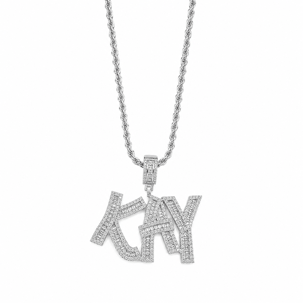 Iced out Baguette Name Necklace