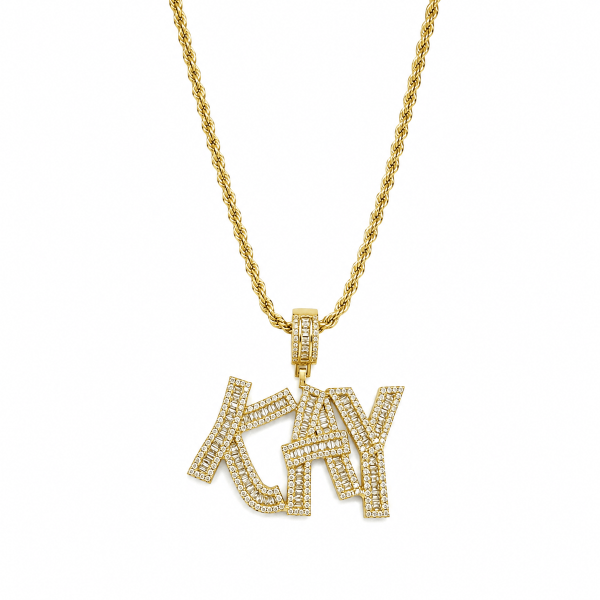 Iced out Baguette Name Necklace
