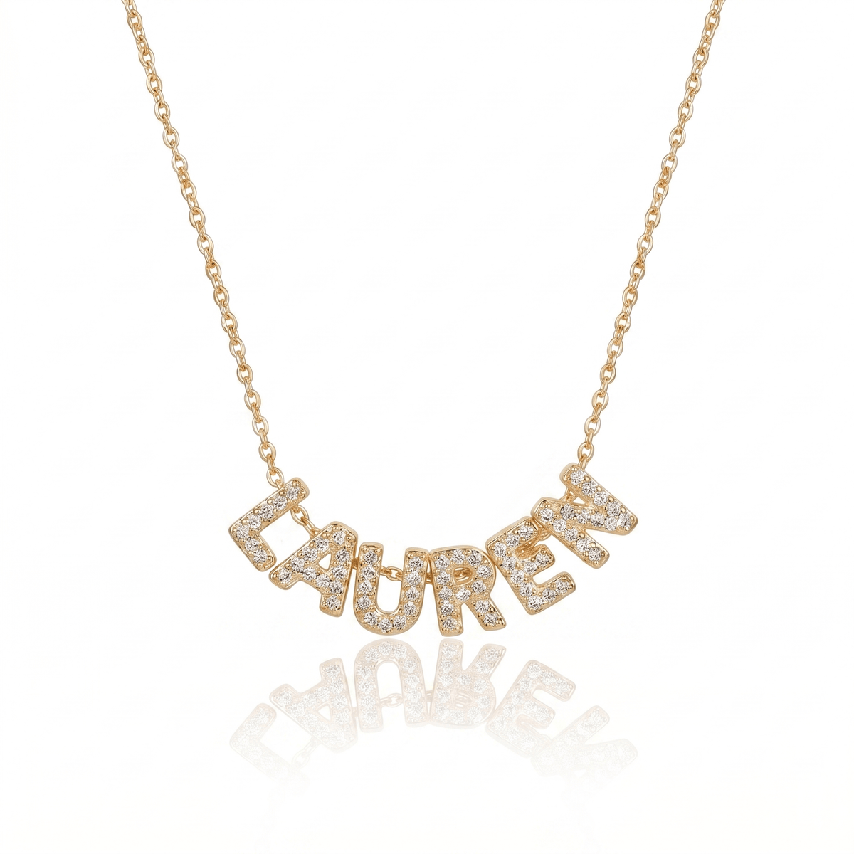 Personalized Ice out Spaced Letter Single Name Necklace