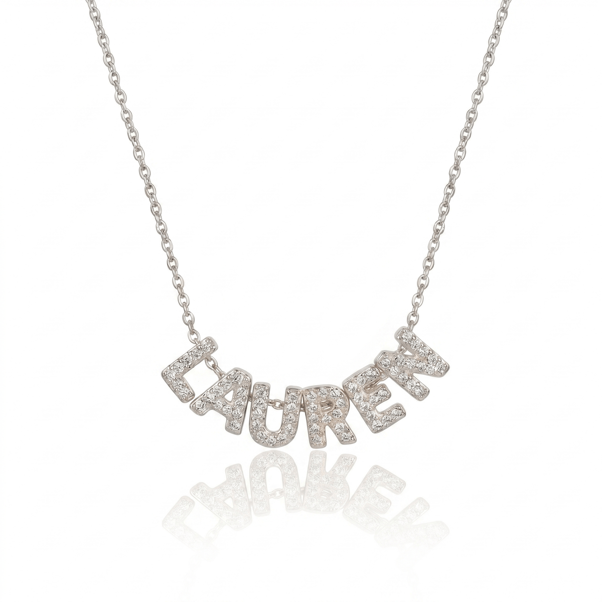 Personalized Ice out Spaced Letter Single Name Necklace