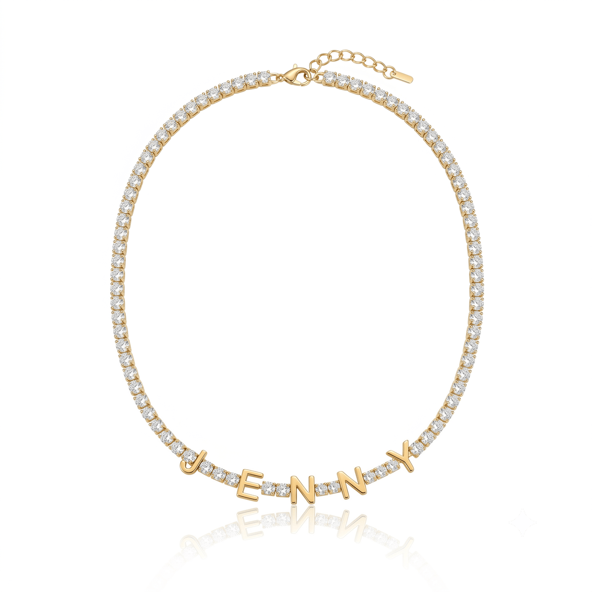 Personalized Spaced Letter Tennis Chain Name Necklace