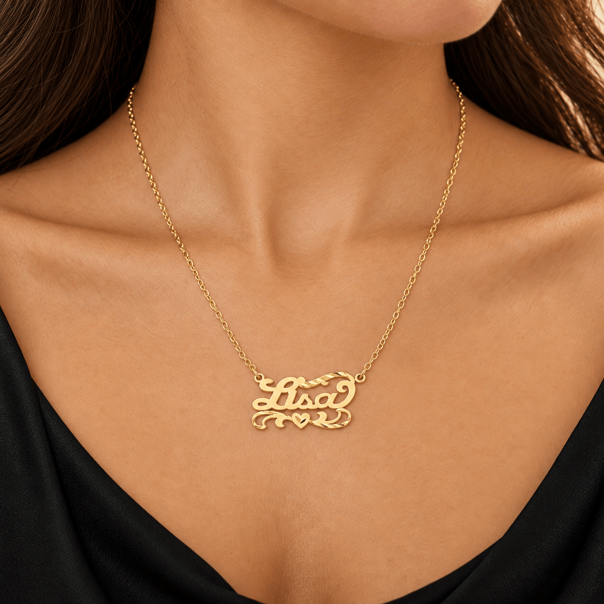 Personalized Name necklace with  Diamond Cut and Satin Finish