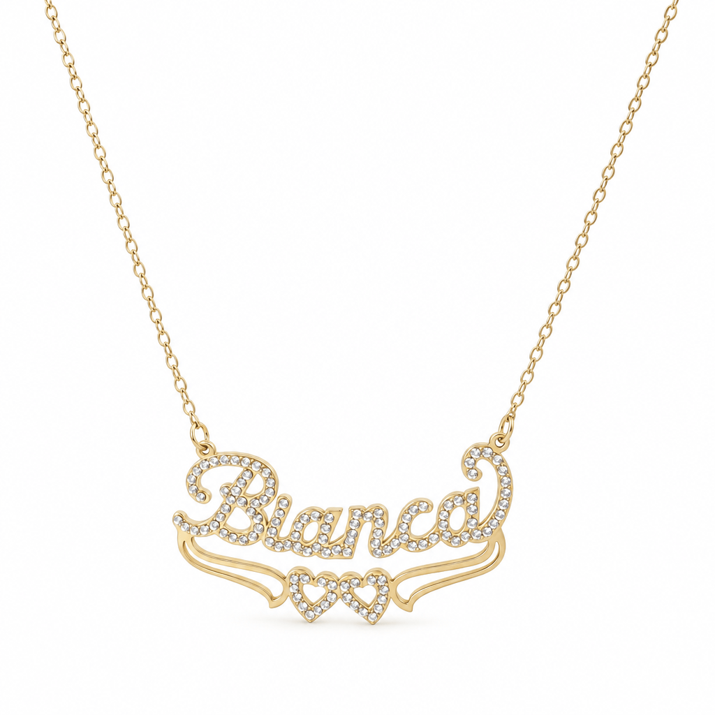Personalized Hearts Single  Name Necklace
