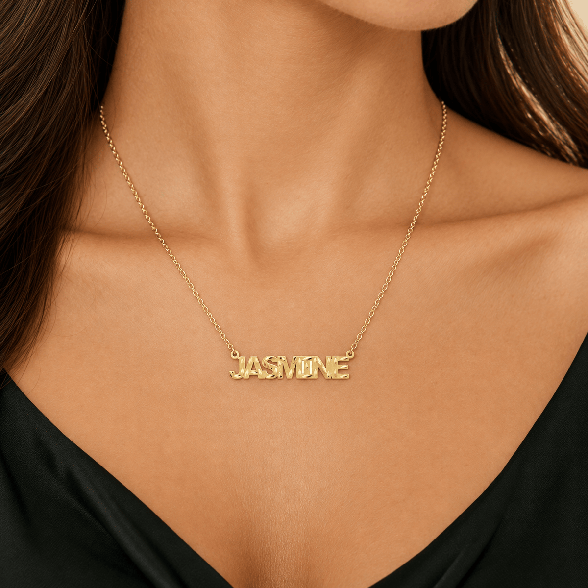 Personalized Name necklace with  Diamond Cut and Satin Finish